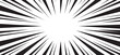 © Sylfida - Comic speed line background, manga radial anime. Cartoon emphasis superhero frame, impact burst effect. Splash blast black bg. Graphic boom ray pop art. Abstract action element. Vector illustration