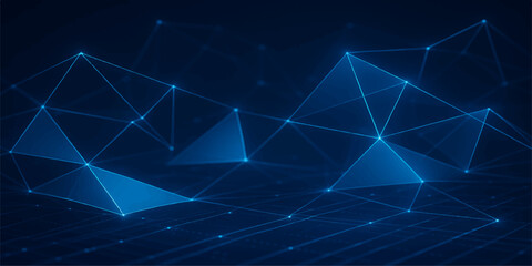 Abstract blue digital background with triangles and technology design elements