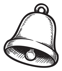 Wall Mural - Hand-drawn vintage bell sketch in black and white – retro hand drawn illustration