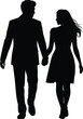 © Deep Mind Creations - Silhouette of romantic couple walking hand in hand, love relationship, man and woman together, lifestyle, fashion, romance, connection, trust, unity