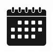 © Hasbian - Vector glyph symbol of a planner or agenda, a flat black calendar icon isolated on a white background for scheduling and event reminders