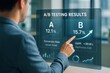 © ABSTRACTARTWORK - Analyzing a/b testing results for conversion rate improvement in business analytics office environment digital dashboard professional perspective