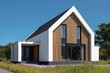 © gamespirit - Modern house design featuring a mix of wood and white materials set against a clear blue sky in a serene natural landscape during daytime