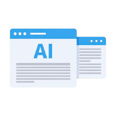 Artificial intelligence concept with browser windows isolated on transparent background