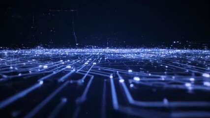 Futuristic Digital Network A Low-Angle Perspective on Electronic Circuits and Data Flow, Conveying Technology, Innovation, and Advanced Connectivity