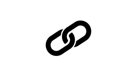 Minimalist black vector icon of a chain link, perfectly symbolizing strong connections, digital hyperlinks, and network unity. Ideal for modern web and app design interfaces