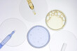 © ADDICTIVE STOCK - Top view of varied cosmetic gels in clear glassware