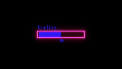 glowing neon  light  loading bar animation video