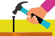 © ADDICTIVE STOCK - Hand Holding a Hammer to Hit a Nail. Construction and DIY Concept. 