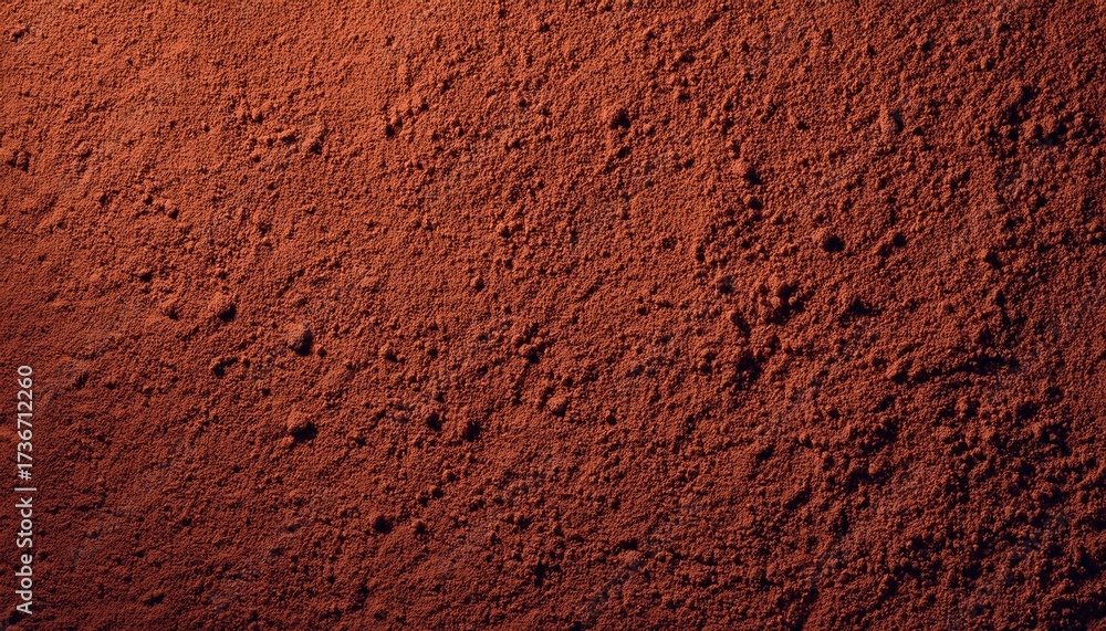 rusty red clay surface macro texture with fine granules and scattered ...