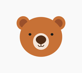 Wall Mural - Teddy bear face. Cute animal head icon. Vector illustration.