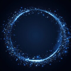 Wall Mural - Shiny Circular Element on Deep Blue Background - Modern Design with Bright Lights and Abstract Art