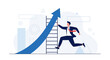© James - Successful Businessman Climbing Arrow Ladder Represents Growth And Financial Prosperity