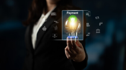 Wall Mural - Secure online payments ensure smooth e-commerce with safe transactions, digital payment systems, and financial data protection. Latch
