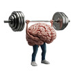 © NAHID - Brain lifting weights isolated on transparent background