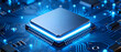 © SIMANG - A close-up shot showcasing a modern computer processor with blue highlights on a complex circuit board.