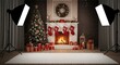 © Hassan - Christmas setup with tree fireplace and studio lights