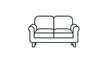 © Galek - Simple line drawing of a classic two-seater couch with curved armrests and simple wooden legs.