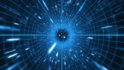 Futuristic Blue Tunnel Data Stream Animation Visualizing High Speed Digital Technology Space Information Virtual Reality