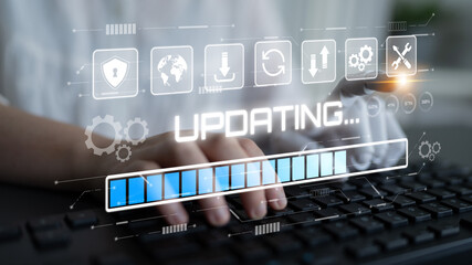 Wall Mural - AI accelerates knowledge growth with smart training tools, virtual learning assistants, and software updates for competitive digital advantage. Latch