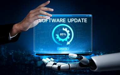 Wall Mural - AI upgrades skills and software with intelligent learning paths, smart update alerts, and competitive digital transformation tools. Artificial intelligence spline