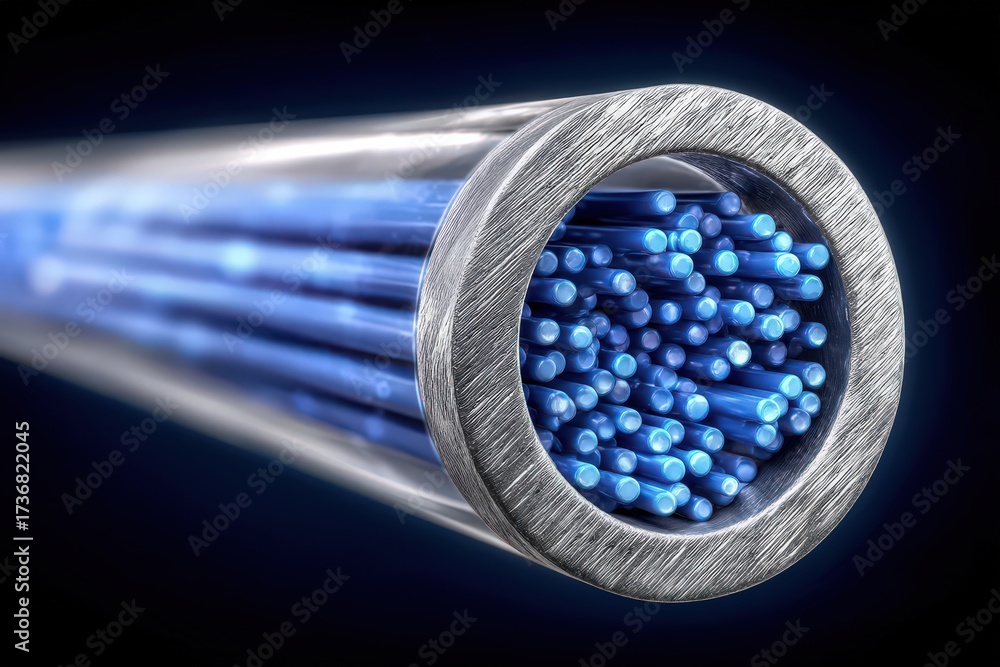 Advanced visualization of illuminated fiber optic cables highlighting ...