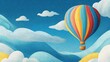 © Fiora - Vibrant Hot Air Balloon Soaring in a Dreamy Blue Sky with Stylized White Clouds.