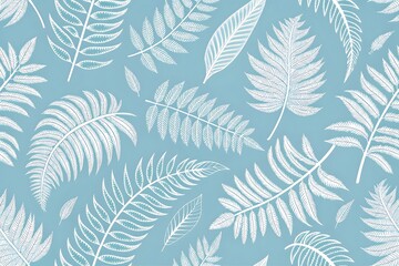  Seamless Tropical Palm Leaf Vector Pattern in White on Coral Background – 4K High Resolution, Fabric AOP design,  Elegant Seamless Vector Background of White Palm Fronds on Bold Colored Backgrounds.