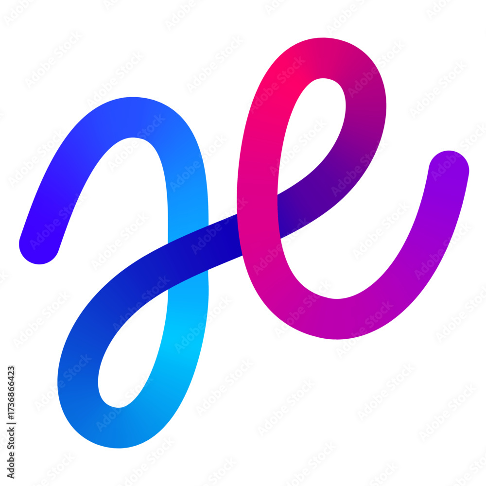 Abstract Color Line Shape. Vector Gradient Wavy Ribbon. 3D Loop Line ...