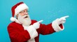 © Rs Rohit - Illustration of santa claus pointing to the side with a surprised expression, isolated on a blue background