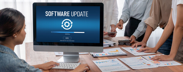 Wall Mural - Software update on computer for brisk version of device software upgrade