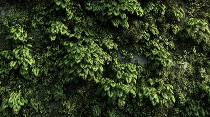 Wall Mural - Lush Greenery Wall: Dense Foliage and Textural Variety for Natural Backgrounds and Creative Overlays
