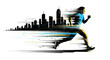 © Akil - Dynamic runner in motion embodying speed and urban athleticism.