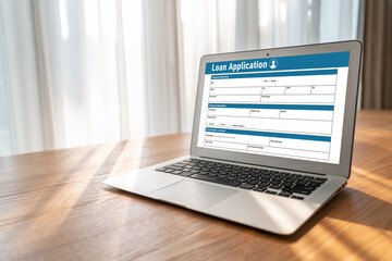 Wall Mural - Online loan application form for modish digital information collection on the internet network