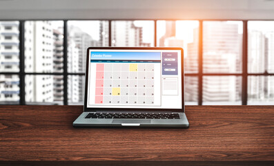 Wall Mural - Calendar on computer software application for modish schedule planning for personal organizer and online business