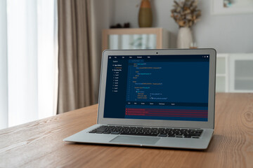 Software development programming on computer screen for modish application and program coding