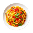 © Ashfak - Primavera Spaghetti on a plate on white background.