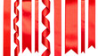 © sorninai - Cut out image of red satin ribbons, smooth straight and curling tapes. Glossy silk ribbons for holiday gift box, decor.