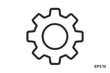 Gear icon. Setting symbol. Configuration cogwheel. Simple flat line icon for web site design, logo, app, UI. Represents options, preferences, progress, process, mechanism. Vector.