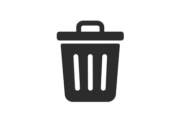 Trash can icon vector symbol for delete remove button, flat style garbage bin graphic for web design, app UI, interface element, isolated on white background, EPS 10