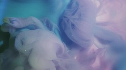 Wall Mural - Fluid paint mix. Ink background. Defocused purple blue white color splash shimmer liquid texture spreading on acrylic art abstraction.