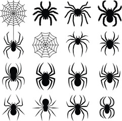 Spider Silhouette Vector Collection Illustration .