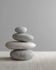 Wall Mural - Minimalist Stone Display on Neutral Background in Modern Home Decor