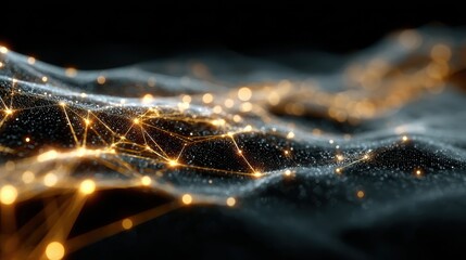 Wall Mural - Abstract Network of Interconnected Nodes with Glowing Elements