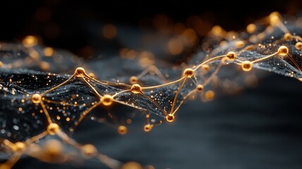 Wall Mural - Interconnected Nodes and Complex Network in 3D Design Visualization