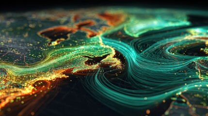 Wall Mural - Abstract Visualization of Weather Patterns in Dynamic Colors and Lines