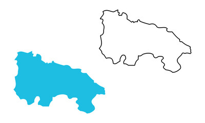  map of La Rioja autonomous community of Spain. Map with detailed outlines and blue silhouettes