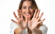 © fu - Beautiful woman hands palms up on white. High quality