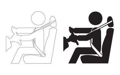 Two person icons showing seatbelt usage isolated on white background