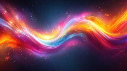Wall Mural - Abstract, luminous wave with vibrant colors against a dark space background